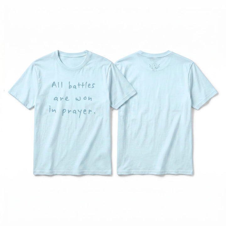 Christianartworkshop Alle Schlachten werden im Gebet gewonnen – Glaubensbestätigung – Premium-T-Shirt mit kurzen Ärmeln - Blau - 2XL - image 16