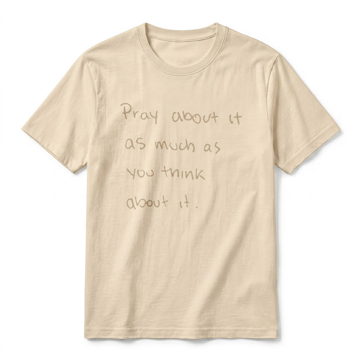 Christianartworkshop „Bete darüber genauso viel, wie du darüber nachdenkst“ – Handgeschriebenes Premium-T-Shirt mit kurzen Ärmeln - image 14