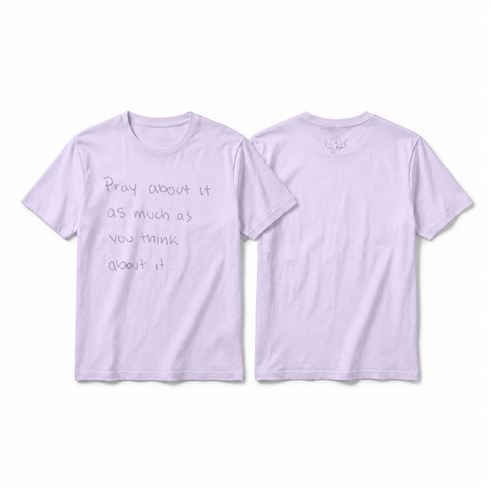 Christianartworkshop „Bete darüber genauso viel, wie du darüber nachdenkst“ – Handgeschriebenes Premium-T-Shirt mit kurzen Ärmeln - Lila - 2XL - image 4