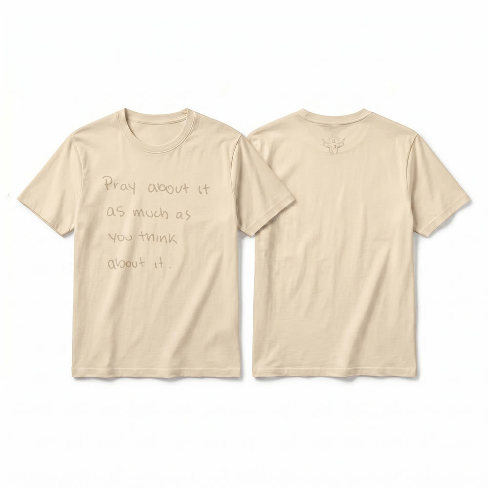Christianartworkshop „Bete darüber genauso viel, wie du darüber nachdenkst“ – Handgeschriebenes Premium-T-Shirt mit kurzen Ärmeln - Beige - 2XL - image 13