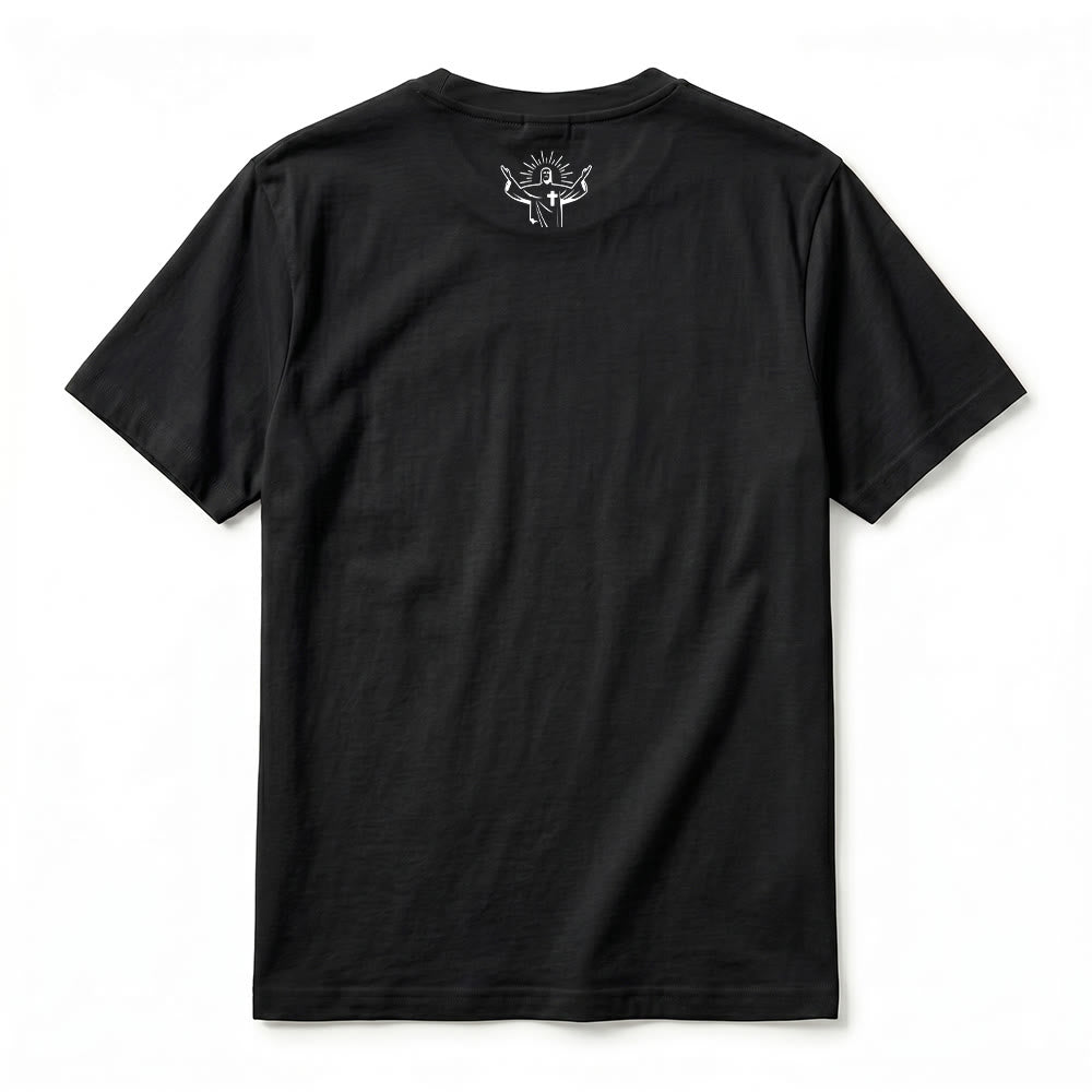 Christianartworkshop „Bete darüber genauso viel, wie du darüber nachdenkst“ – Handgeschriebenes Premium-T-Shirt mit kurzen Ärmeln - image 3