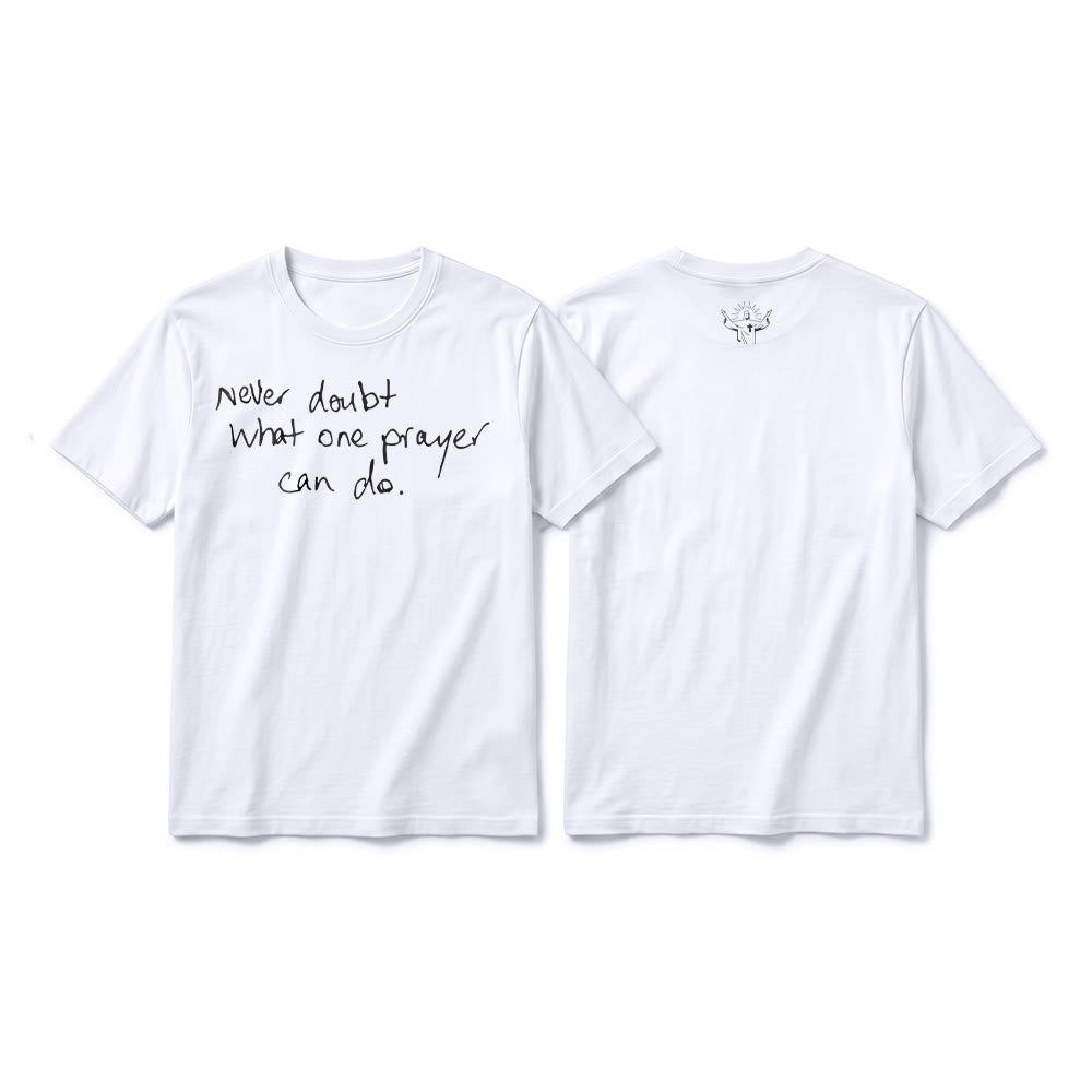 Christianartworkshop „Zweifle niemals daran, was ein Gebet bewirken kann“ Premium-Kurzarm-T-Shirt - Weiß - 2XL - image 10