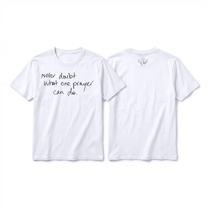 Christianartworkshop „Zweifle niemals daran, was ein Gebet bewirken kann“ Premium-Kurzarm-T-Shirt - Weiß - 2XL - image 10