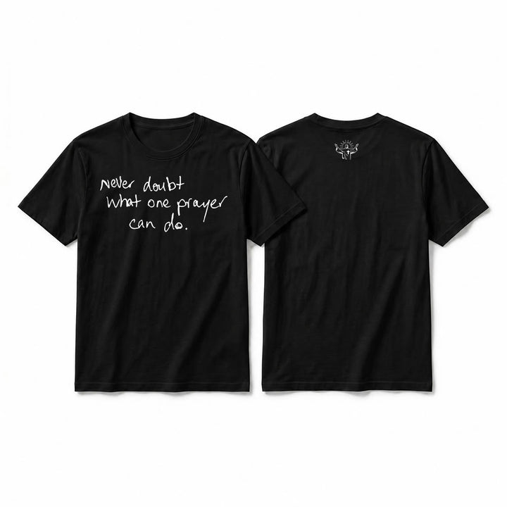 Christianartworkshop „Zweifle niemals daran, was ein Gebet bewirken kann“ Premium-Kurzarm-T-Shirt - Schwarz - 2XL - image 4