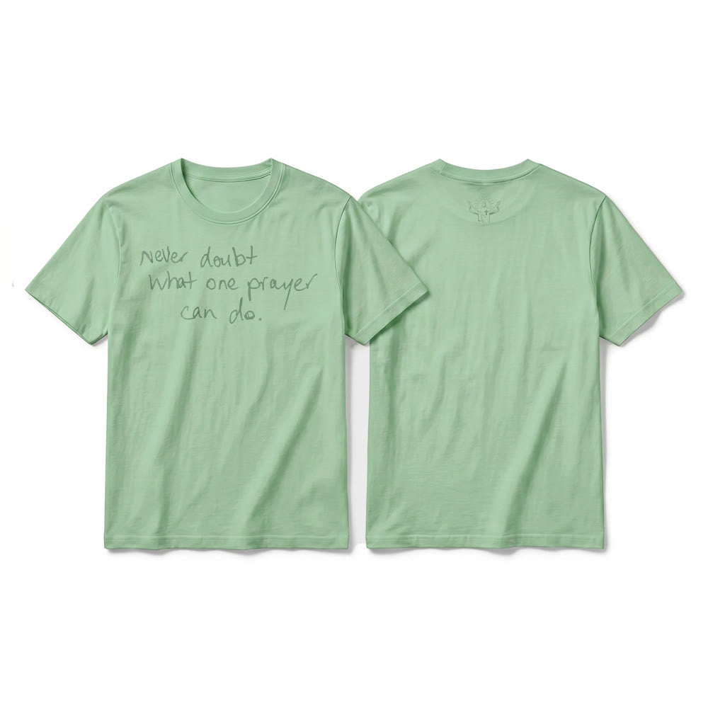 Christianartworkshop „Zweifle niemals daran, was ein Gebet bewirken kann“ Premium-Kurzarm-T-Shirt - Hellgrün - 2XL - image 22