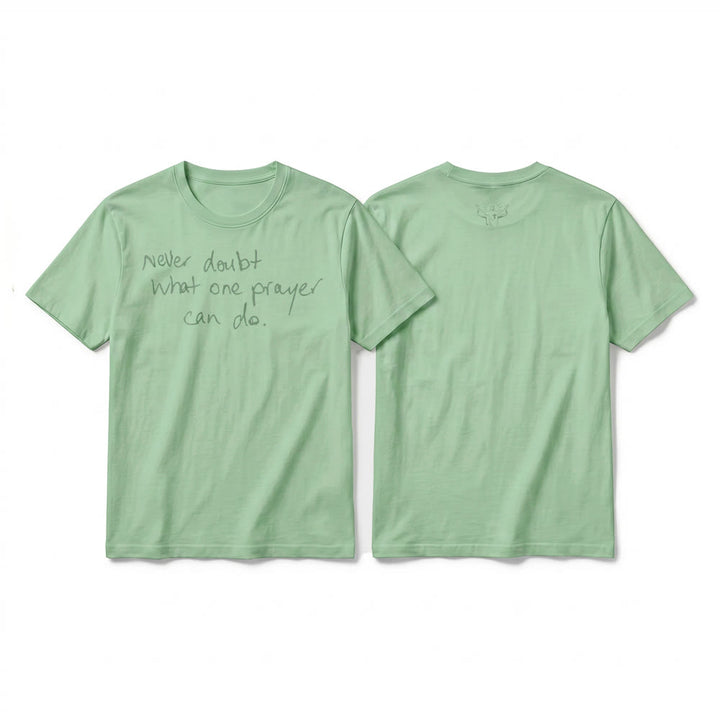 Christianartworkshop „Zweifle niemals daran, was ein Gebet bewirken kann“ Premium-Kurzarm-T-Shirt - Hellgrün - 2XL - image 22