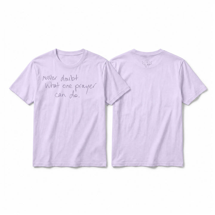 Christianartworkshop „Zweifle niemals daran, was ein Gebet bewirken kann“ Premium-Kurzarm-T-Shirt - Lila - 2XL - image 7