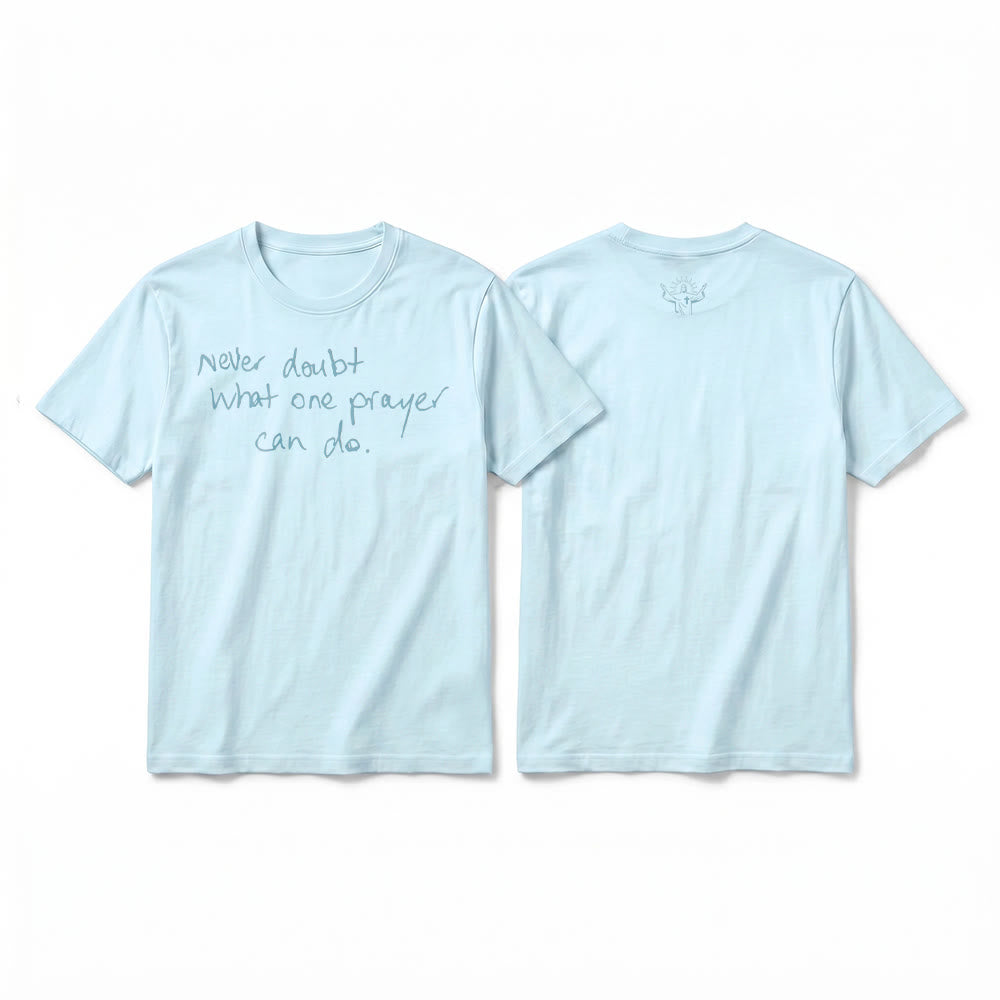 Christianartworkshop „Zweifle niemals daran, was ein Gebet bewirken kann“ Premium-Kurzarm-T-Shirt - Blau - 2XL - image 19