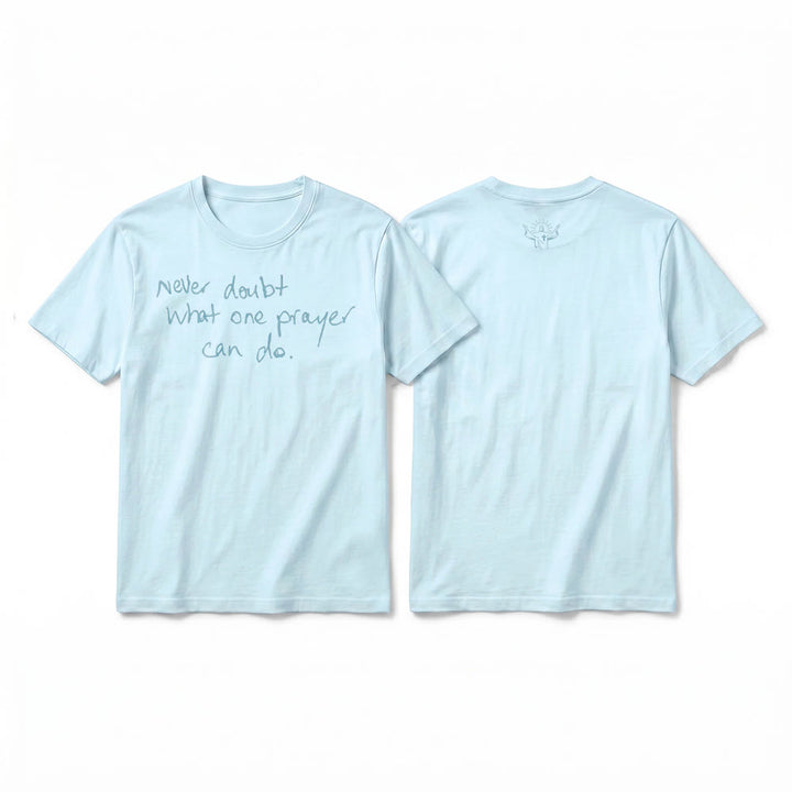 Christianartworkshop „Zweifle niemals daran, was ein Gebet bewirken kann“ Premium-Kurzarm-T-Shirt - Blau - 2XL - image 19