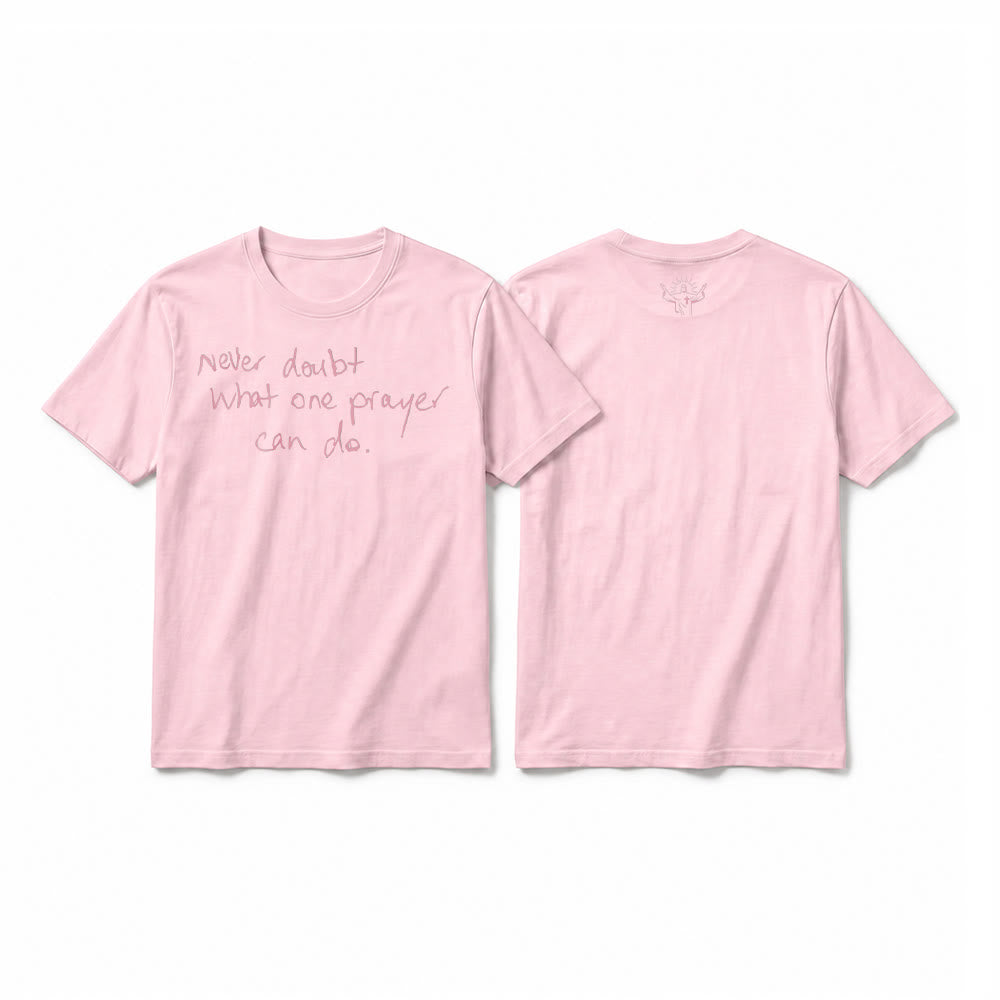 Christianartworkshop „Zweifle niemals daran, was ein Gebet bewirken kann“ Premium-Kurzarm-T-Shirt - Rosa - 2XL - image 25