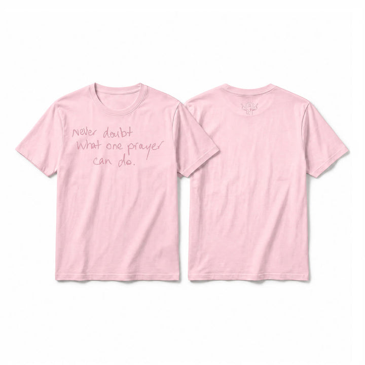 Christianartworkshop „Zweifle niemals daran, was ein Gebet bewirken kann“ Premium-Kurzarm-T-Shirt - Rosa - 2XL - image 25