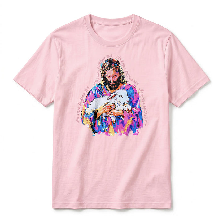 Christianartworkshop „Er ist auferstanden“ (Matthäus 28,6) – Jesus und das Lamm Premium Kurzarm-T-Shirt - image 26