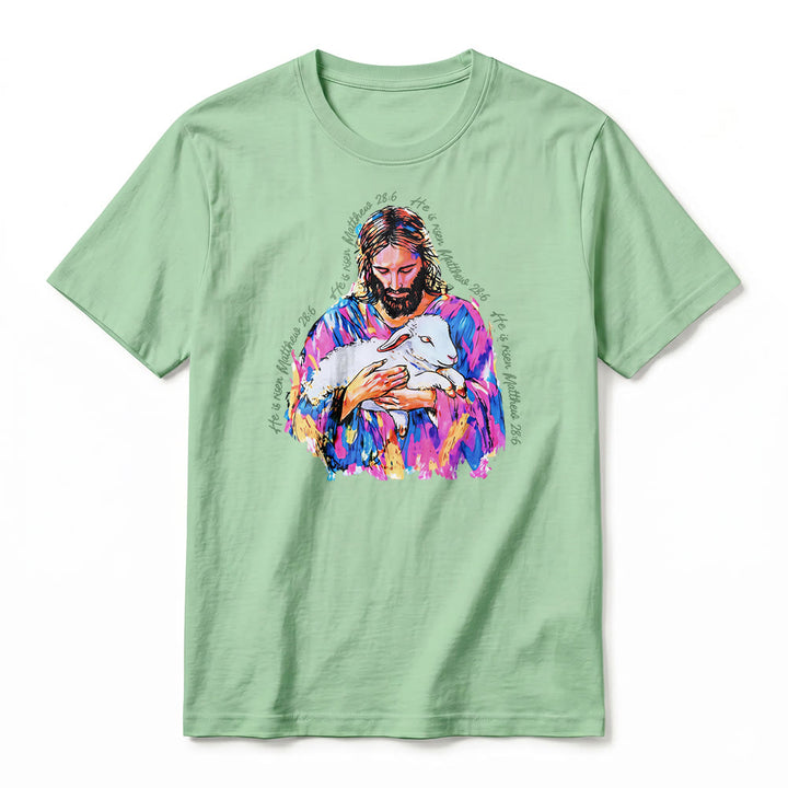 Christianartworkshop „Er ist auferstanden“ (Matthäus 28,6) – Jesus und das Lamm Premium Kurzarm-T-Shirt - image 23