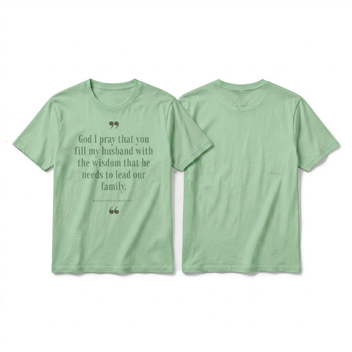 Christianartworkshop „Gott, ich bete, dass du meinen Mann mit Weisheit erfüllst“ Premium-Kurzarm-T-Shirt - Hellgrün - 2XL - image 22