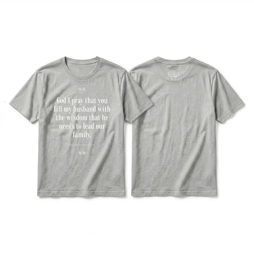 Christianartworkshop „Gott, ich bete, dass du meinen Mann mit Weisheit erfüllst“ Premium-Kurzarm-T-Shirt - Grau - 2XL - image 19