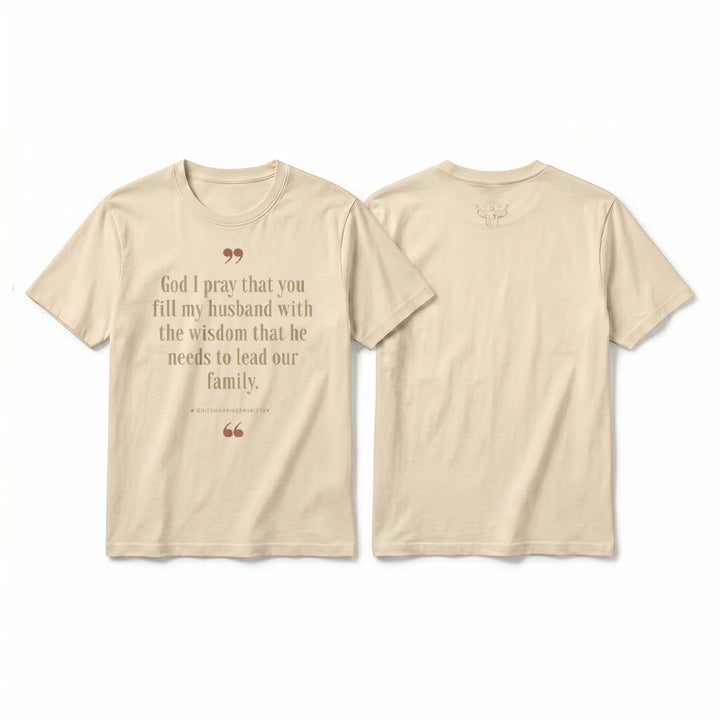 Christianartworkshop „Gott, ich bete, dass du meinen Mann mit Weisheit erfüllst“ Premium-Kurzarm-T-Shirt - Beige - 2XL - image 4