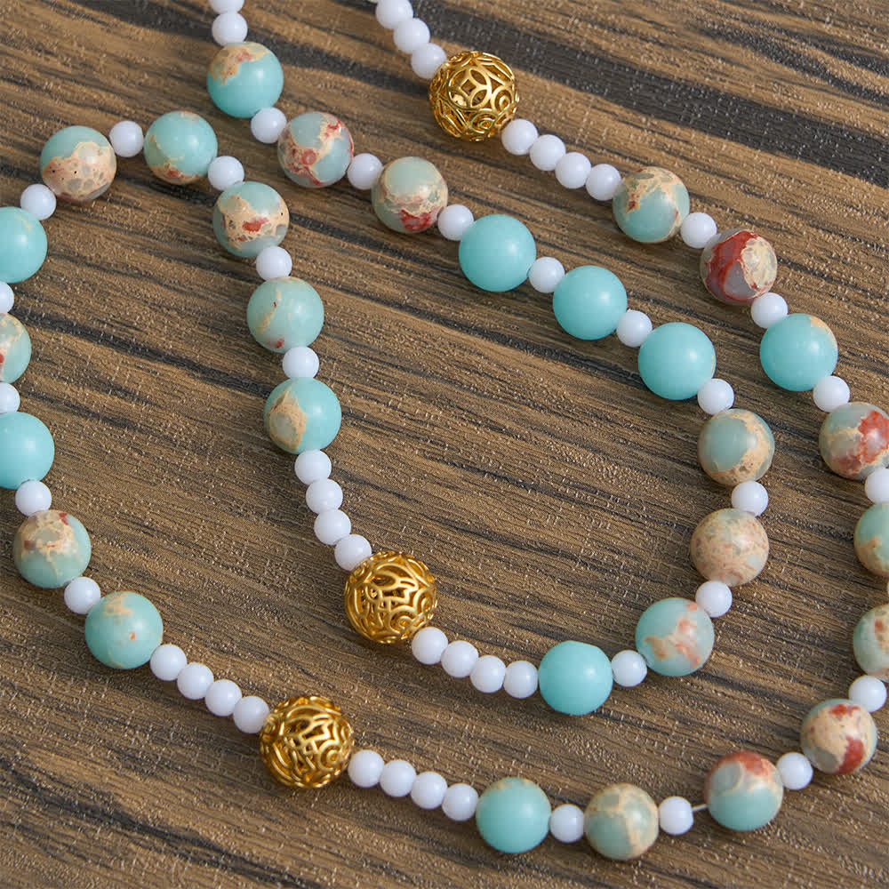 Christianartworkshop Rosenkranz aus weichem Aqua-Shoushan-Stein: Marienverehrung - image 6