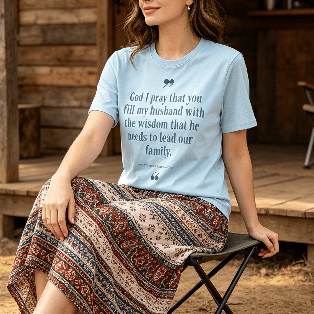 Christianartworkshop „Gott, ich bete, dass du meinen Mann mit Weisheit erfüllst“ Premium-Kurzarm-T-Shirt - image 0
