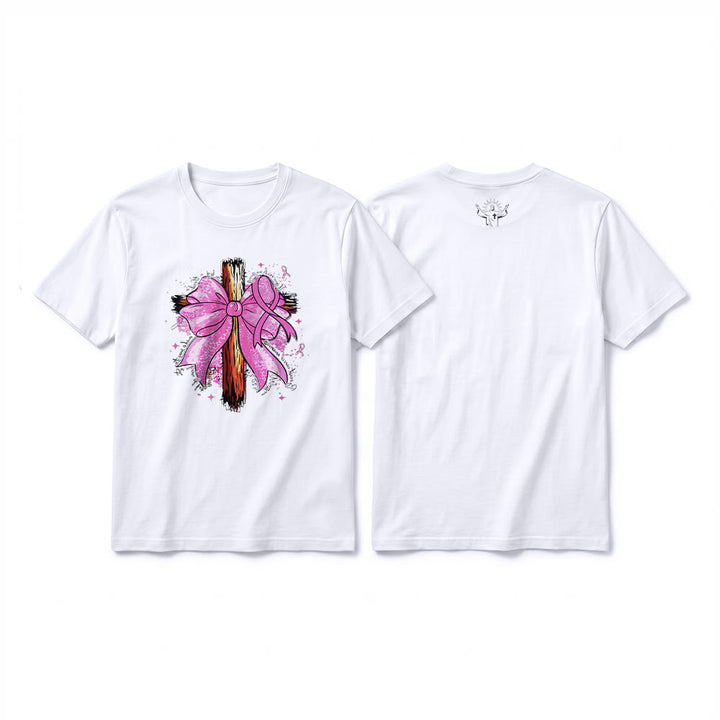Christianartworkshop Premium-Kurzarm-T-Shirt mit Kreuz, Schleife und Band - Weiß - 2XL - image 16