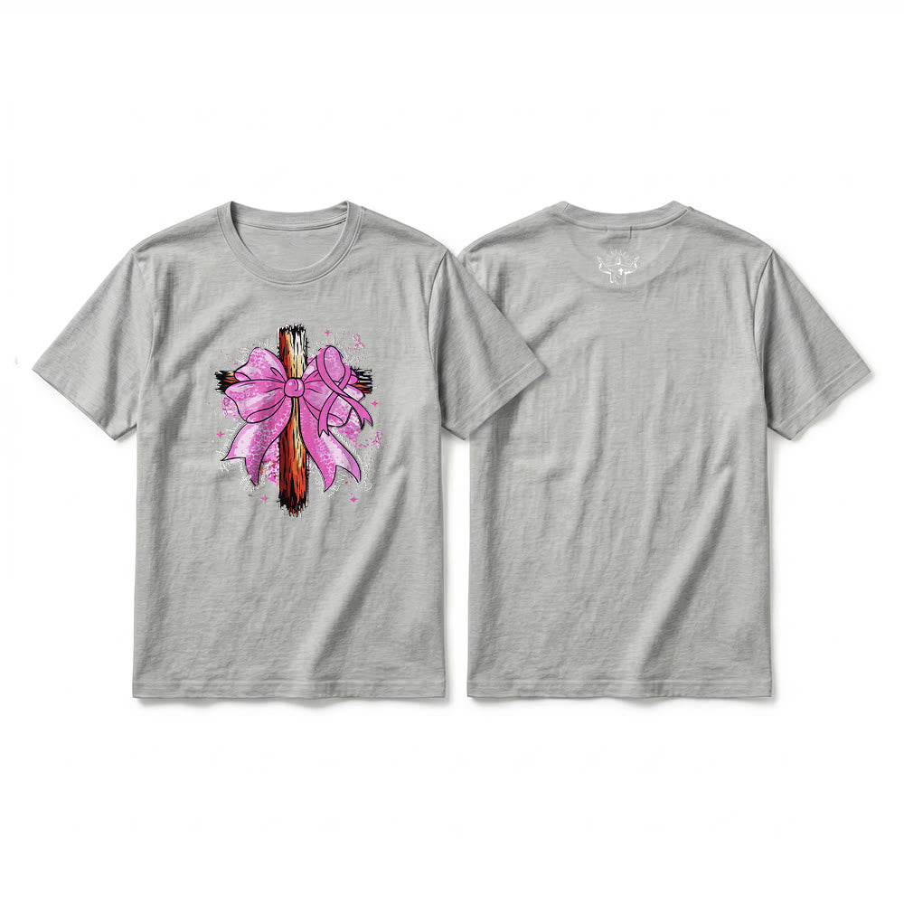 Christianartworkshop Premium-Kurzarm-T-Shirt mit Kreuz, Schleife und Band - Grau - 2XL - image 19