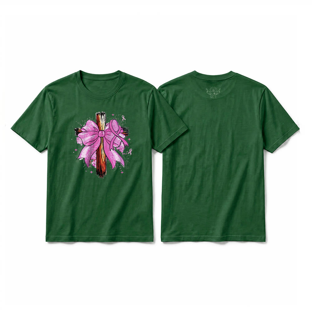 Christianartworkshop Premium-Kurzarm-T-Shirt mit Kreuz, Schleife und Band - Dunkelgrün - 2XL - image 1