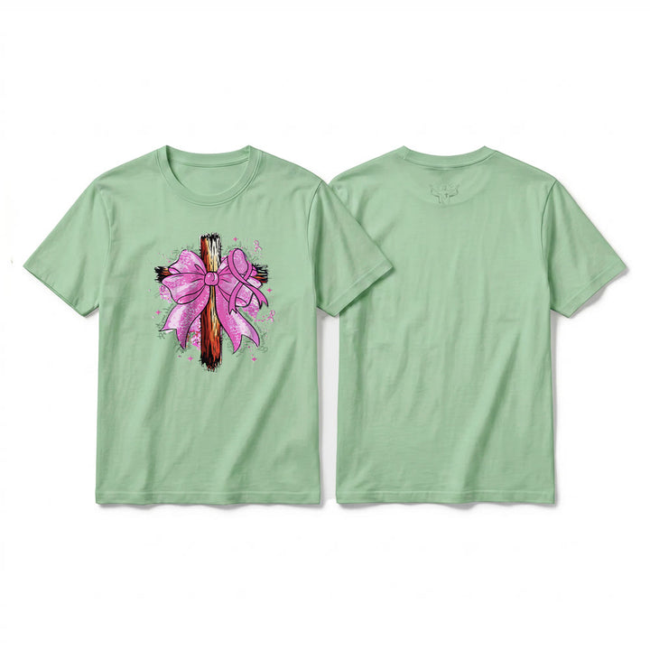 Christianartworkshop Premium-Kurzarm-T-Shirt mit Kreuz, Schleife und Band - Hellgrün - 2XL - image 22