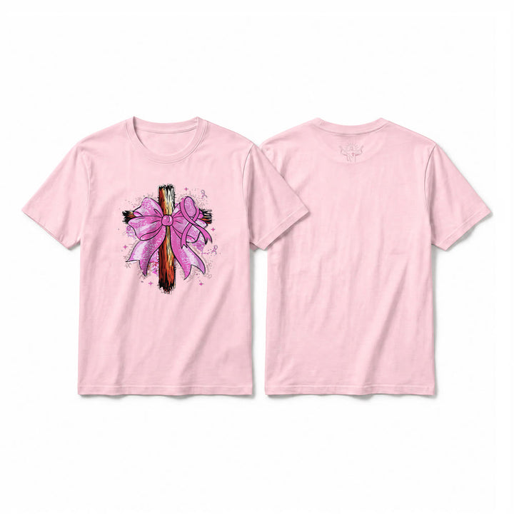 Christianartworkshop Premium-Kurzarm-T-Shirt mit Kreuz, Schleife und Band - Rosa - 2XL - image 25