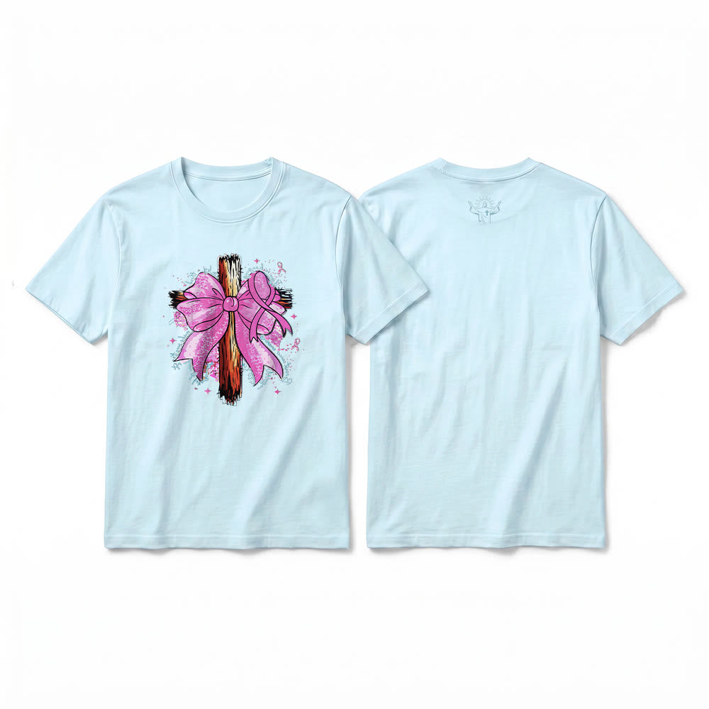 Christianartworkshop Premium-Kurzarm-T-Shirt mit Kreuz, Schleife und Band - Blau - 2XL - image 4