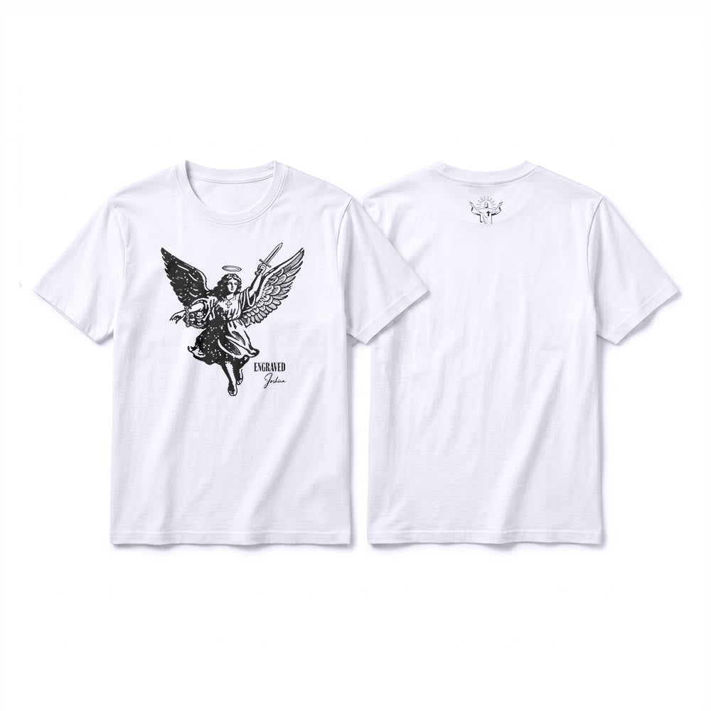 Christianartworkshop "Engraved Joshua" Warrior Angel Premium Kurzarm-T-Shirt - Weiß - 2XL - image 1