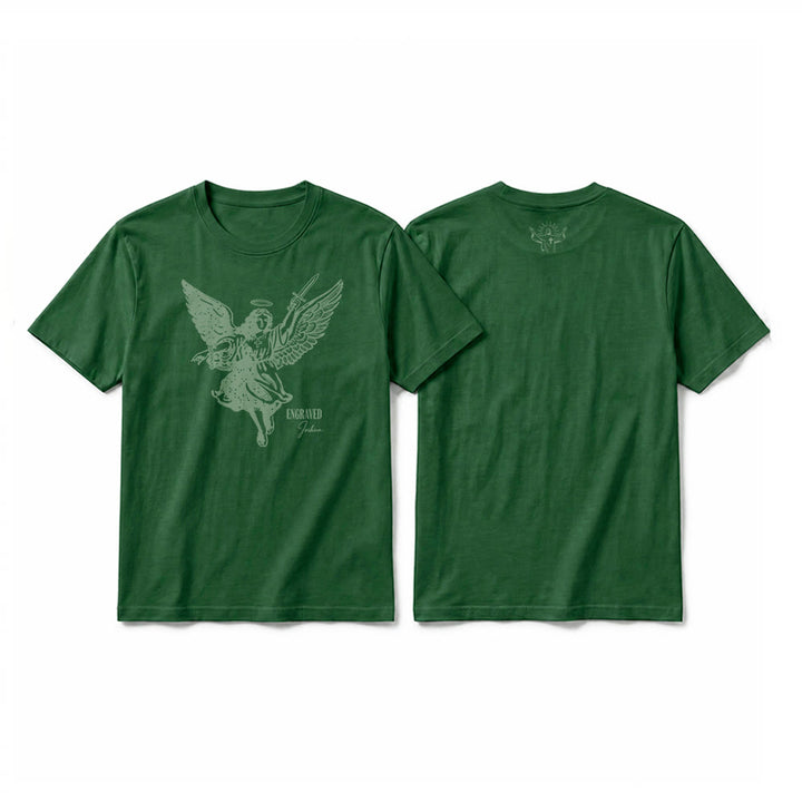 Christianartworkshop "Engraved Joshua" Warrior Angel Premium Kurzarm-T-Shirt - Dunkelgrün - 2XL - image 4