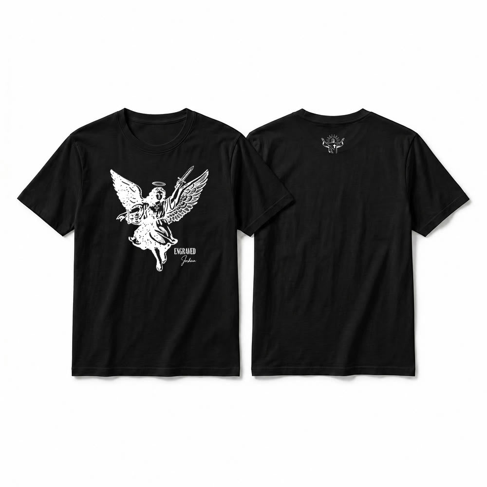 Christianartworkshop "Engraved Joshua" Warrior Angel Premium Kurzarm-T-Shirt - Schwarz - 2XL - image 13
