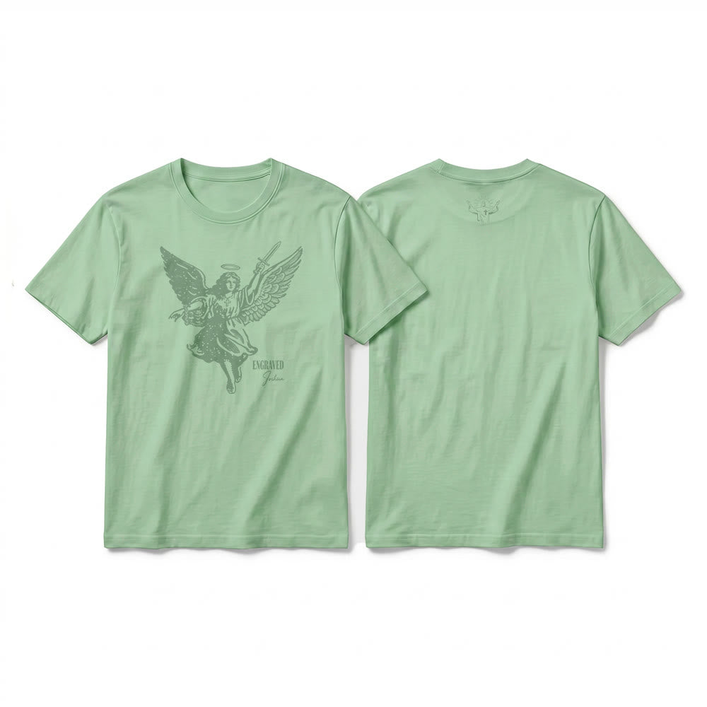 Christianartworkshop "Engraved Joshua" Warrior Angel Premium Kurzarm-T-Shirt - Hellgrün - 2XL - image 22