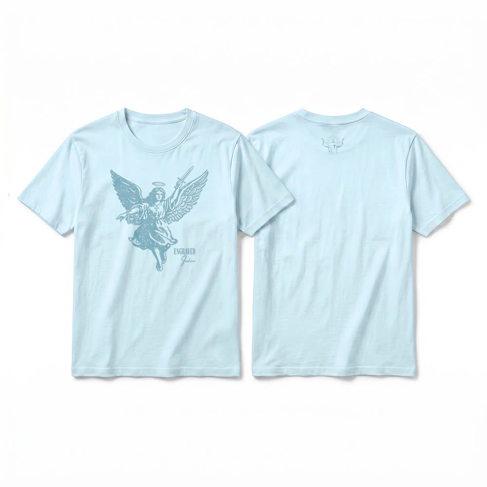 Christianartworkshop "Engraved Joshua" Warrior Angel Premium Kurzarm-T-Shirt - Blau - 2XL - image 7