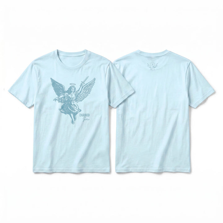 Christianartworkshop "Engraved Joshua" Warrior Angel Premium Kurzarm-T-Shirt - Blau - 2XL - image 7