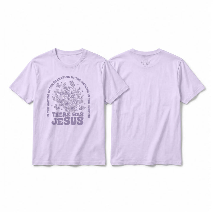 Christianartworkshop „There Was Jesus“ Premium-Kurzarm-T-Shirt mit Blumen- und Schmetterlingsmuster - Lila - 2XL - image 16