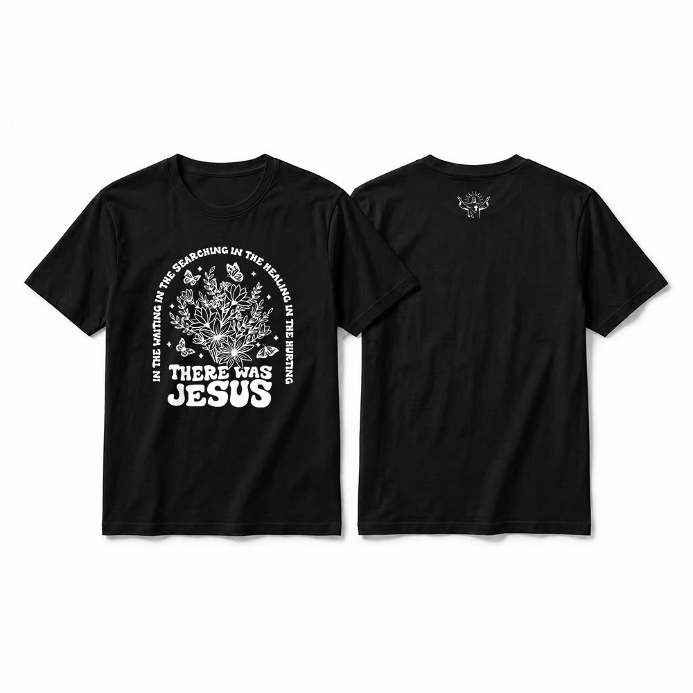 Christianartworkshop „There Was Jesus“ Premium-Kurzarm-T-Shirt mit Blumen- und Schmetterlingsmuster - Schwarz - 2XL - image 13