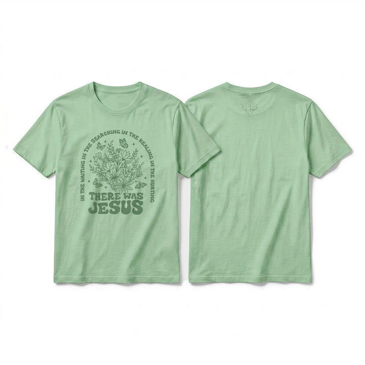 Christianartworkshop „There Was Jesus“ Premium-Kurzarm-T-Shirt mit Blumen- und Schmetterlingsmuster - Hellgrün - 2XL - image 22