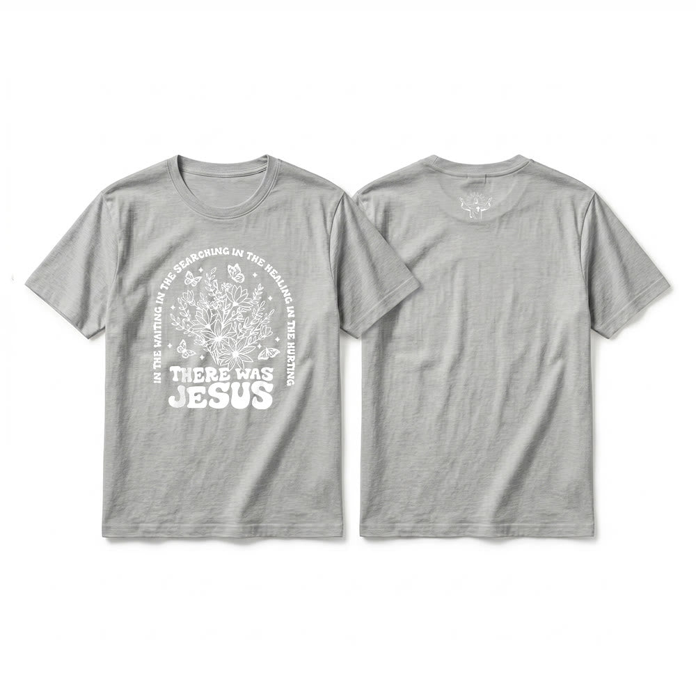 Christianartworkshop „There Was Jesus“ Premium-Kurzarm-T-Shirt mit Blumen- und Schmetterlingsmuster - Grau - 2XL - image 19