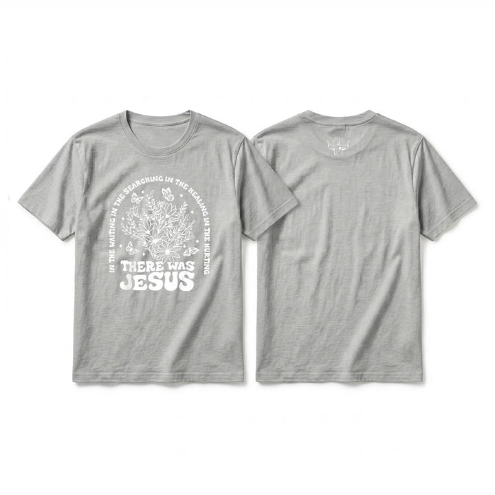 Christianartworkshop „There Was Jesus“ Premium-Kurzarm-T-Shirt mit Blumen- und Schmetterlingsmuster - Grau - 2XL - image 19