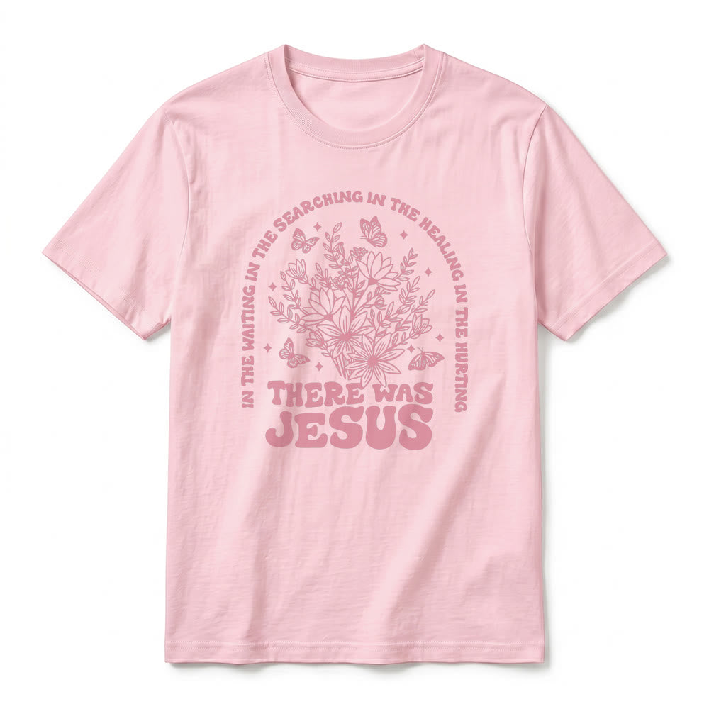 Christianartworkshop „There Was Jesus“ Premium-Kurzarm-T-Shirt mit Blumen- und Schmetterlingsmuster - image 26