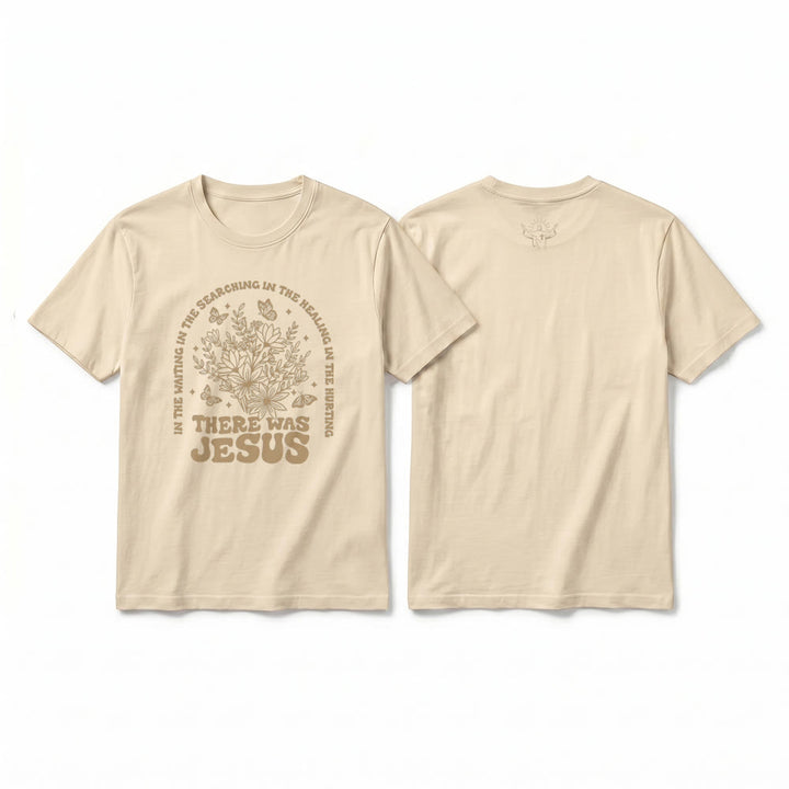 Christianartworkshop „There Was Jesus“ Premium-Kurzarm-T-Shirt mit Blumen- und Schmetterlingsmuster - Beige - 2XL - image 10