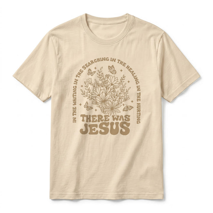 Christianartworkshop „There Was Jesus“ Premium-Kurzarm-T-Shirt mit Blumen- und Schmetterlingsmuster - image 11