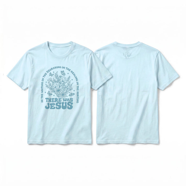 Christianartworkshop „There Was Jesus“ Premium-Kurzarm-T-Shirt mit Blumen- und Schmetterlingsmuster - Blau - 2XL - image 7