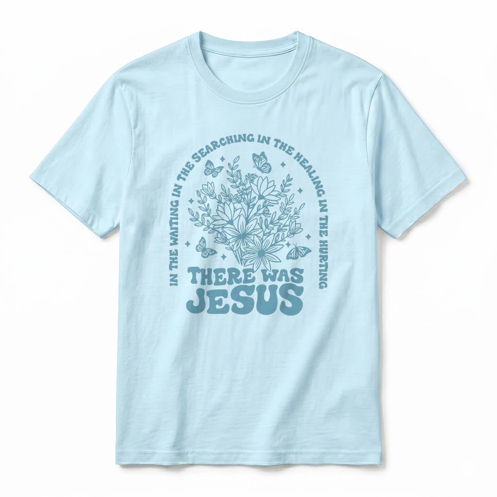 Christianartworkshop „There Was Jesus“ Premium-Kurzarm-T-Shirt mit Blumen- und Schmetterlingsmuster - image 8