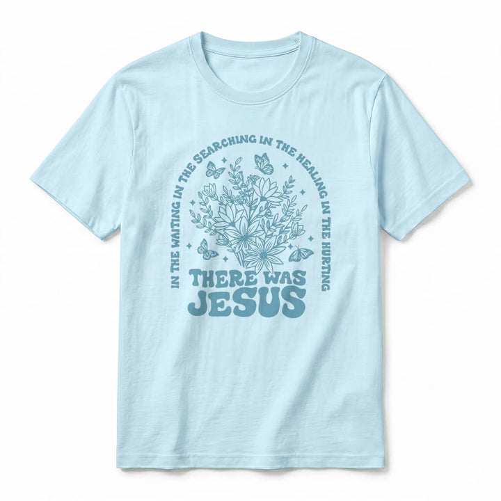Christianartworkshop „There Was Jesus“ Premium-Kurzarm-T-Shirt mit Blumen- und Schmetterlingsmuster - image 8