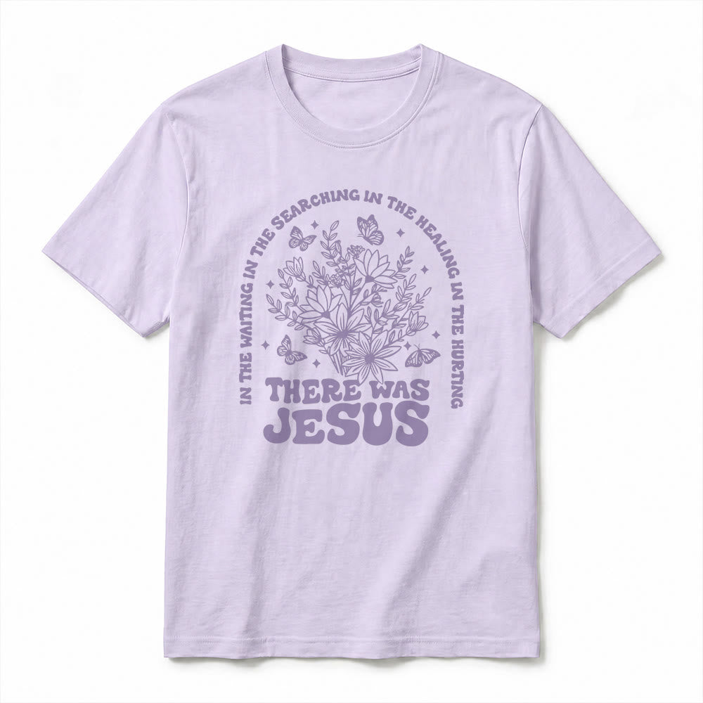 Christianartworkshop „There Was Jesus“ Premium-Kurzarm-T-Shirt mit Blumen- und Schmetterlingsmuster - image 17