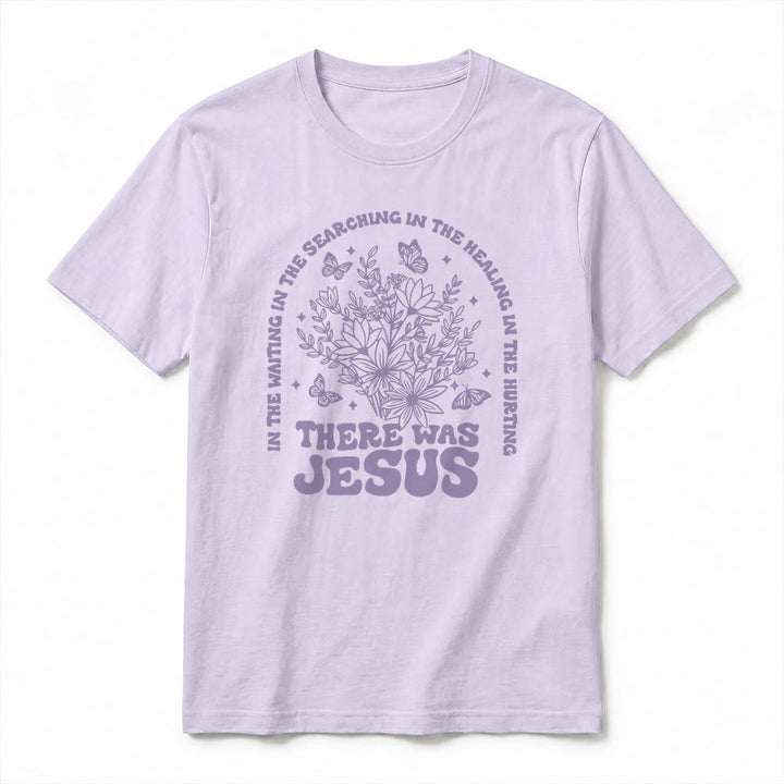 Christianartworkshop „There Was Jesus“ Premium-Kurzarm-T-Shirt mit Blumen- und Schmetterlingsmuster - image 17