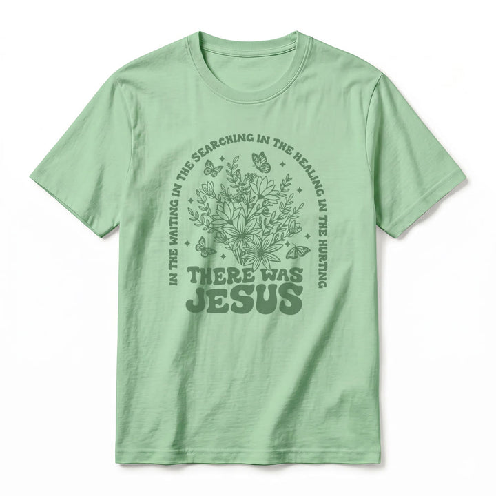 Christianartworkshop „There Was Jesus“ Premium-Kurzarm-T-Shirt mit Blumen- und Schmetterlingsmuster - image 23