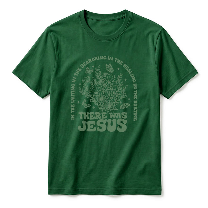 Christianartworkshop „There Was Jesus“ Premium-Kurzarm-T-Shirt mit Blumen- und Schmetterlingsmuster - image 5