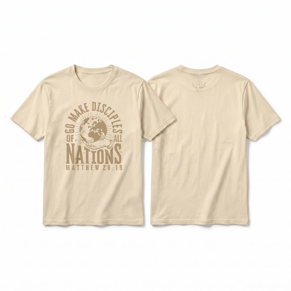 Christianartworkshop „Geht hin und macht alle Völker zu Jüngern (Matthäus 28,19)“ Premium Kurzarm-T-Shirt - Beige - 2XL - image 13